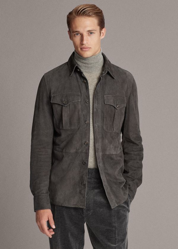 Men's Ralph Lauren Suede Overshirt | 218374OLC